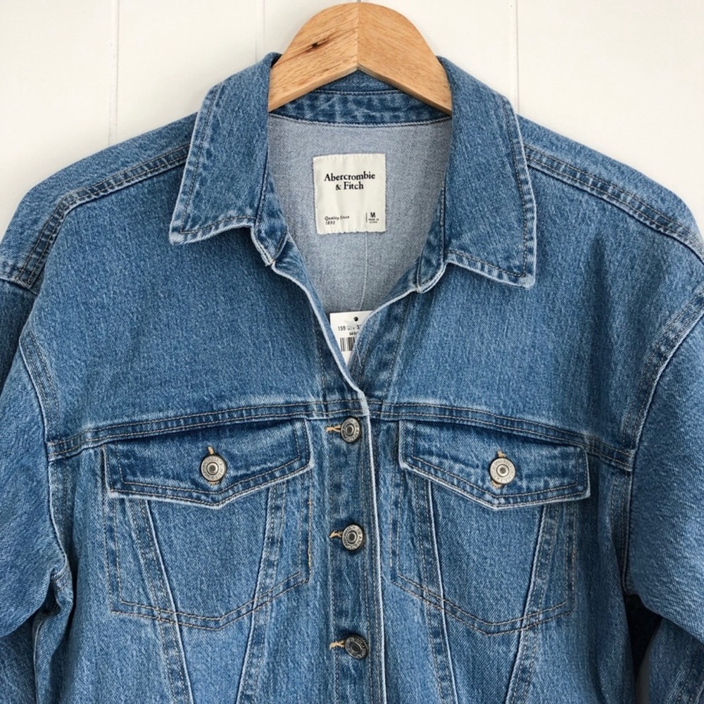 NWT Abercrombie Denim Mini Shirt Dress Button Up Structured - Size Medium